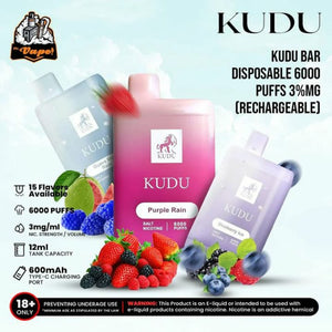KUDU BAR DISPOSABLE 6000 PUFFS 3%MG (RECHARGEABLE)