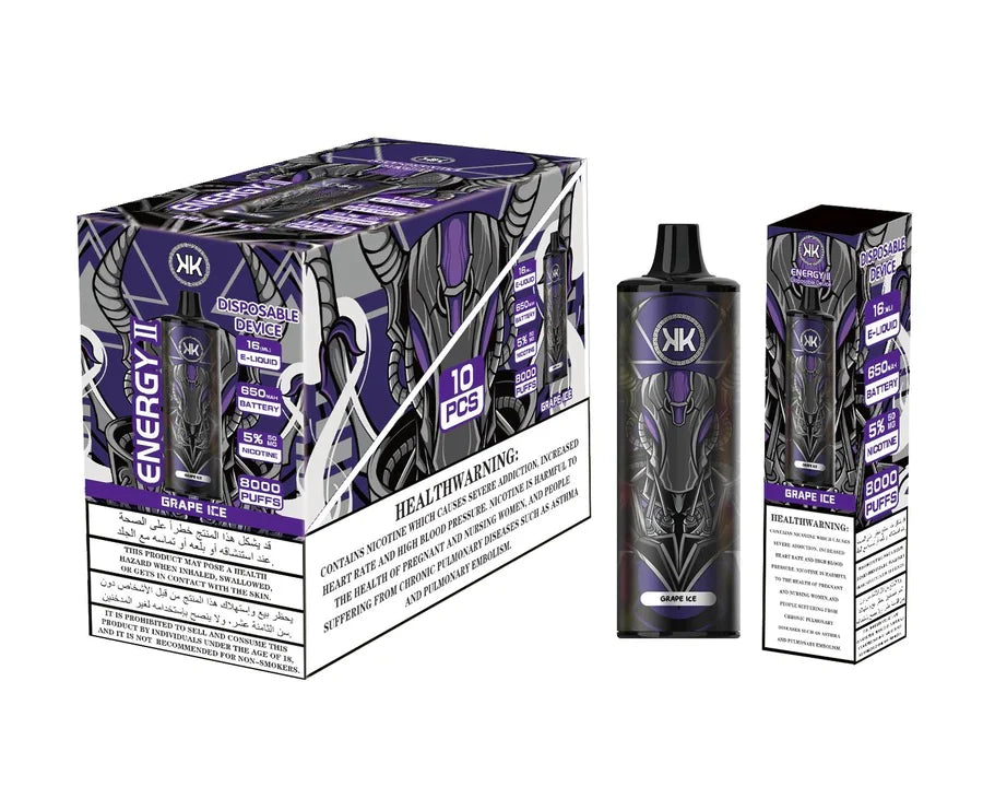 KK ENERGY II DISPOSABLE VAPE (RECHARGEABLE) 8000 PUFF MESH COIL