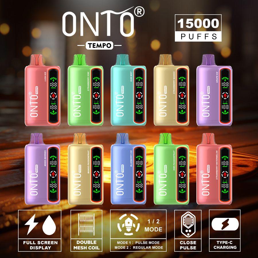 ONTO TEMPO 15000 PUFFS DISPOSABLE VAPE, FULL LED DISPLAY