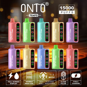 ONTO TEMPO 15000 PUFFS DISPOSABLE VAPE, FULL LED DISPLAY