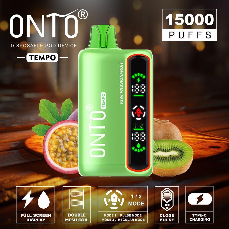 ONTO TEMPO 15000 PUFFS DISPOSABLE VAPE, FULL LED DISPLAY