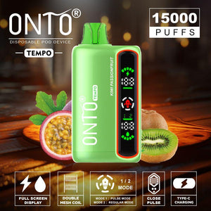 ONTO TEMPO 15000 PUFFS DISPOSABLE VAPE, FULL LED DISPLAY