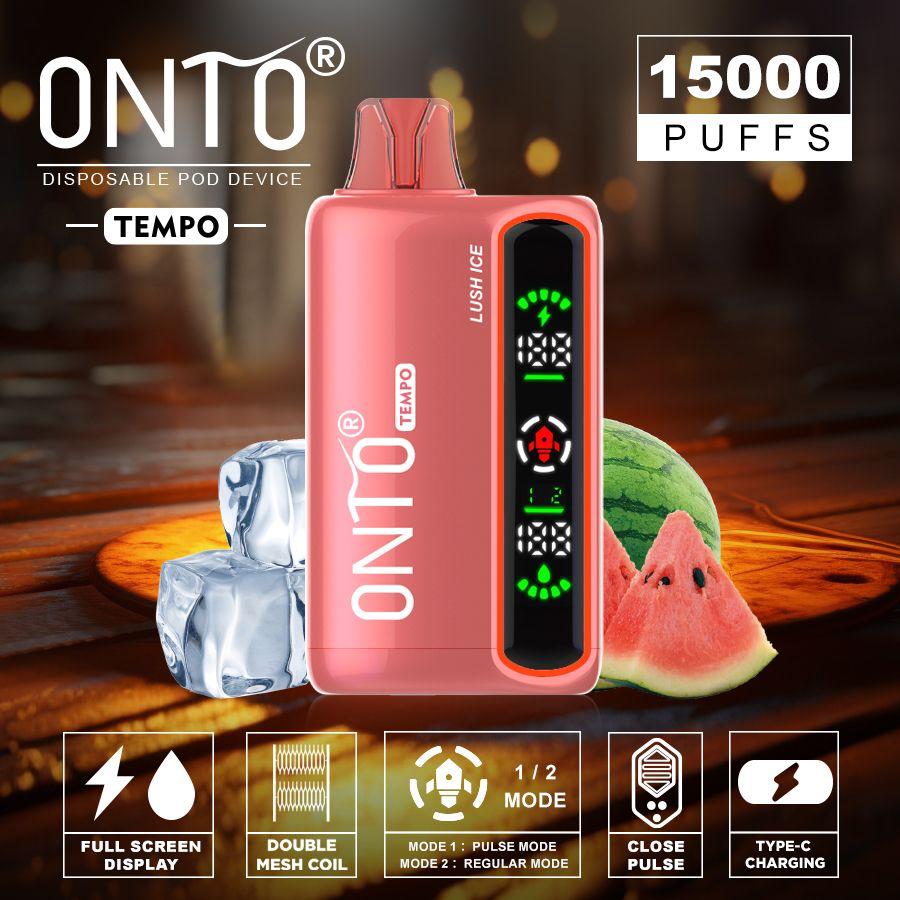 ONTO TEMPO 15000 PUFFS DISPOSABLE VAPE, FULL LED DISPLAY