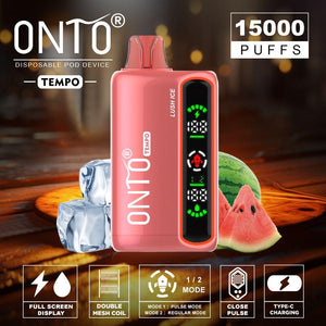 ONTO TEMPO 15000 PUFFS DISPOSABLE VAPE, FULL LED DISPLAY