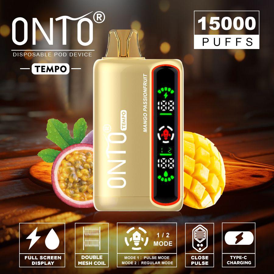 ONTO TEMPO 15000 PUFFS DISPOSABLE VAPE, FULL LED DISPLAY