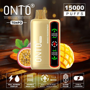 ONTO TEMPO 15000 PUFFS DISPOSABLE VAPE, FULL LED DISPLAY