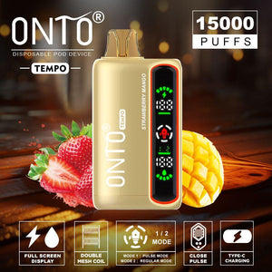 ONTO TEMPO 15000 PUFFS DISPOSABLE VAPE, FULL LED DISPLAY