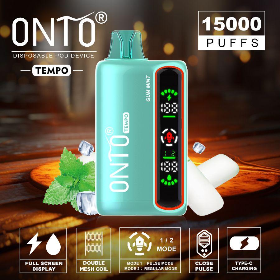 ONTO TEMPO 15000 PUFFS DISPOSABLE VAPE, FULL LED DISPLAY