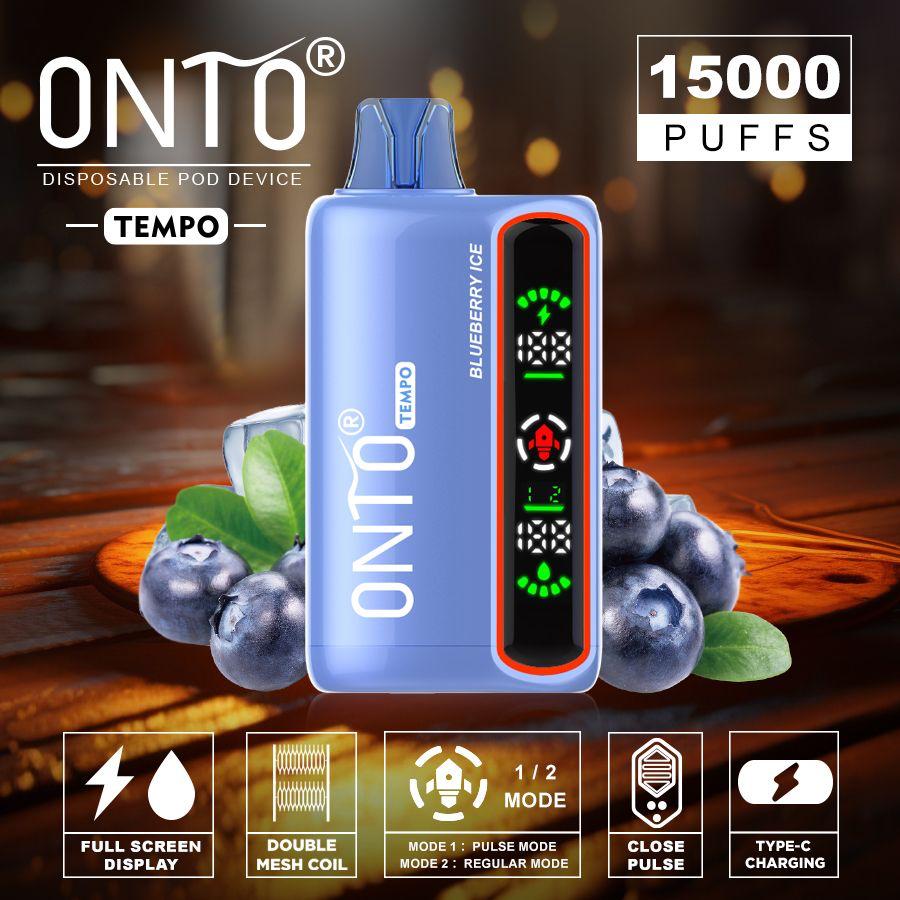 ONTO TEMPO 15000 PUFFS DISPOSABLE VAPE, FULL LED DISPLAY