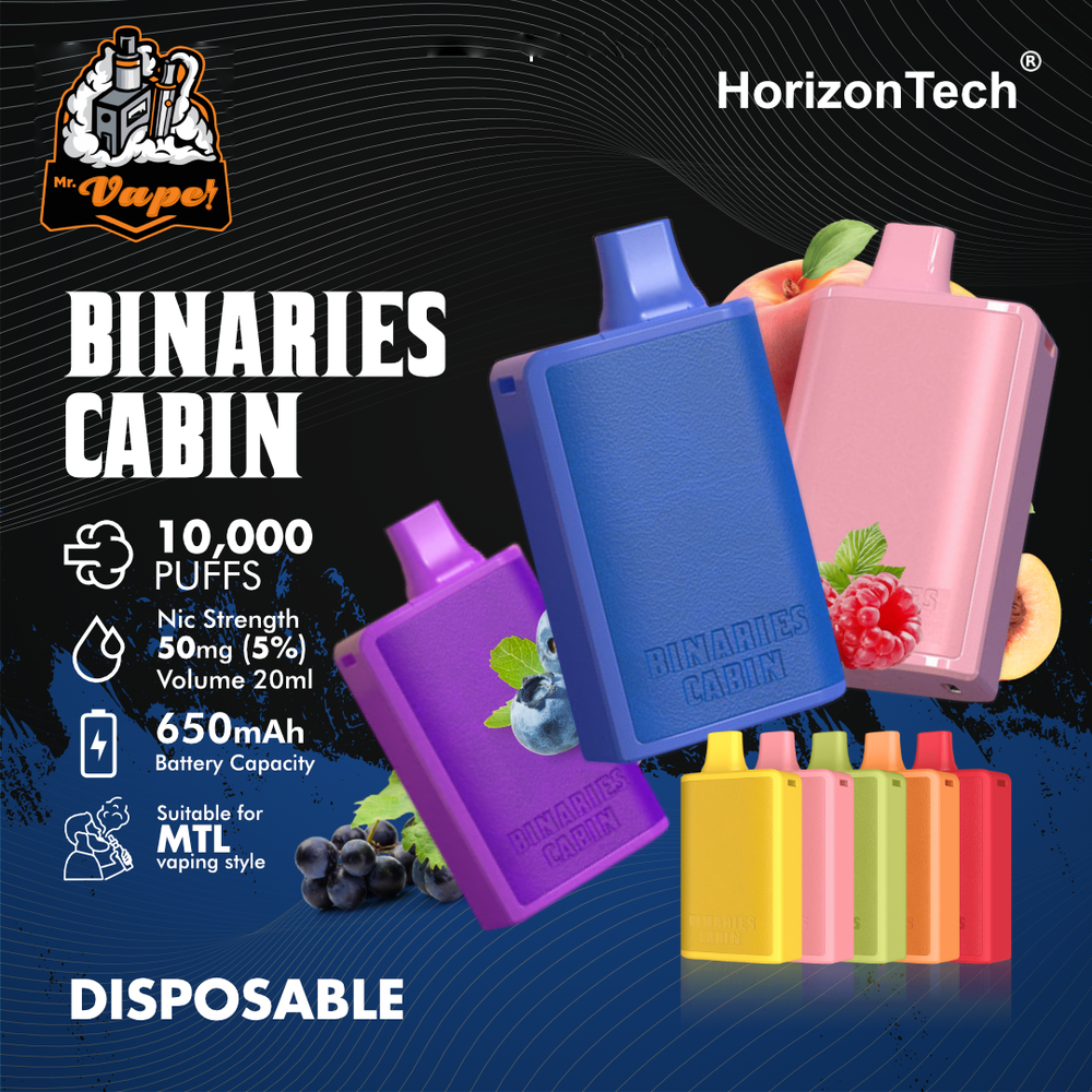 Brand: Horizon - Binaries Cabin Disposable Vape (50mg - 10,000 Puffs Horizon Tech Australia Brand: Horizon - Binaries Cabin Disposable Vape (50mg - 10,000 Puffs Horizon Tech Australia