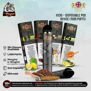 VICIG DISPOSABLE 1500PUFFS 20Mg & 50Mg